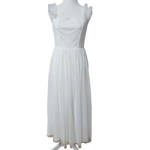 Lulus Dress White Swiss Dot Size M White NWOT 3 Layers Feminine Wedding Flowy